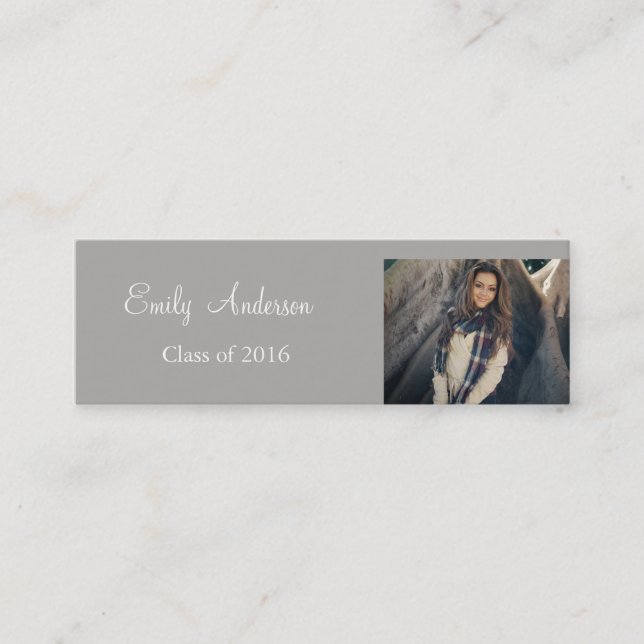 Elegant Silver Graduation Name Card (Front)