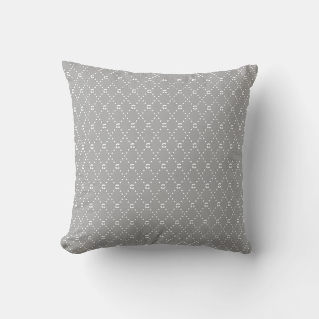 Elegant Silver Grey and White Diamond Pattern Cushion (Front)