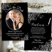 Elegant Silver Grey & Black Wedding Photo Fancy