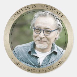 Elegant Silver Grey Foil Sympathy Memorial Photo Classic Round Sticker