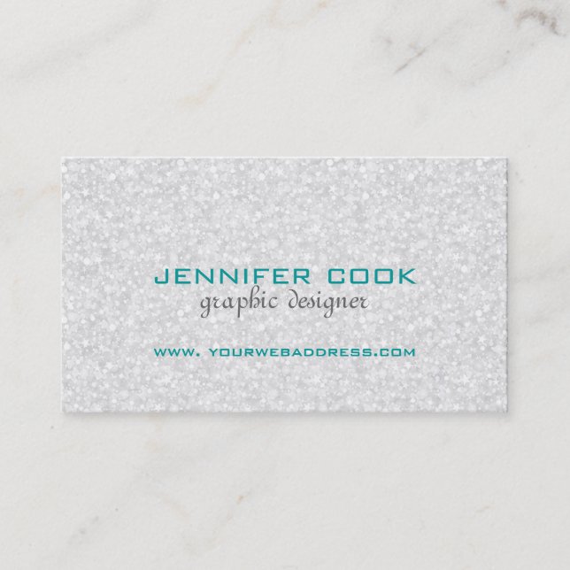 Elegant Silver Grey Glitter & Sparkles 2 Business Card (Front)