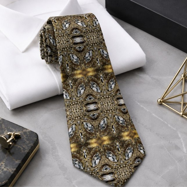 elegant silver grey gold black art deco tie (elegant silver grey gold black art deco neck tie)