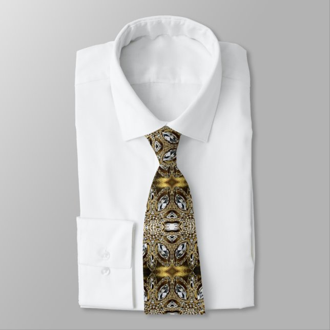 elegant silver grey gold black art deco tie (Tied)