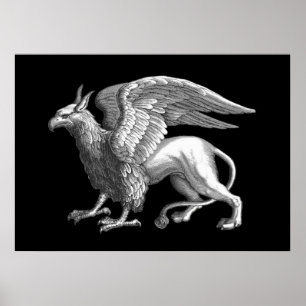 Elegant Silver Grey / Grey Griffin Legendary Beast Poster