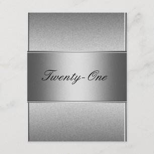 Elegant Silver Grey Metal Black 21st Birthday Invitation