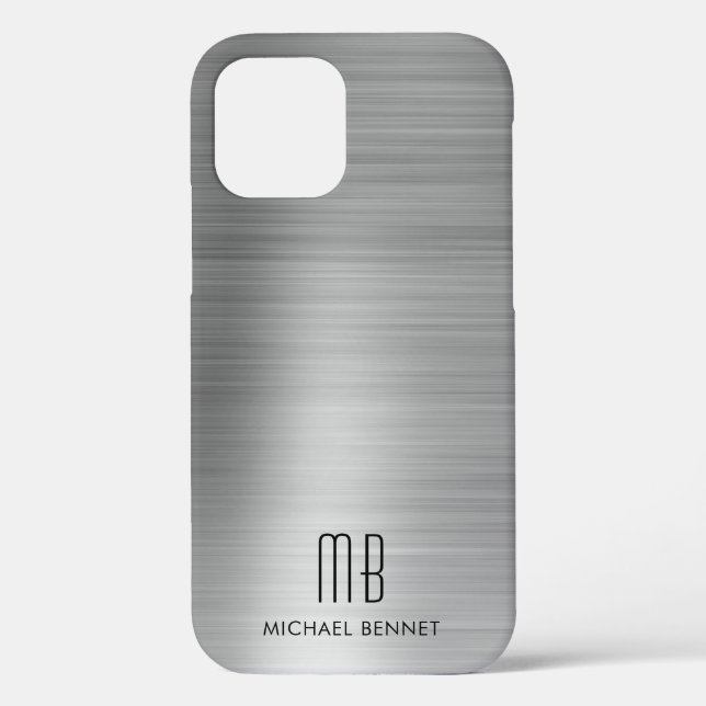 Elegant Silver Grey Monogram  Case-Mate iPhone Case (Back)