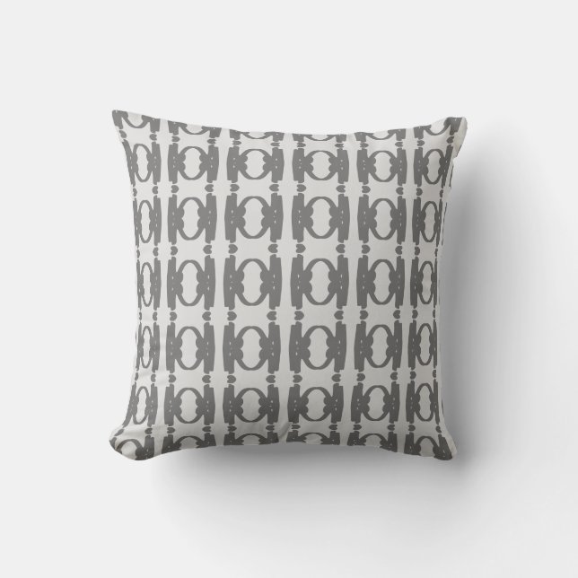 Elegant Silver Grey Oval Pattern Cushion (Front)