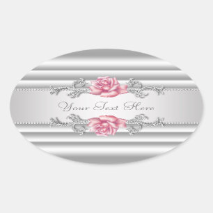 Elegant Silver Grey Pink Rose Stickers