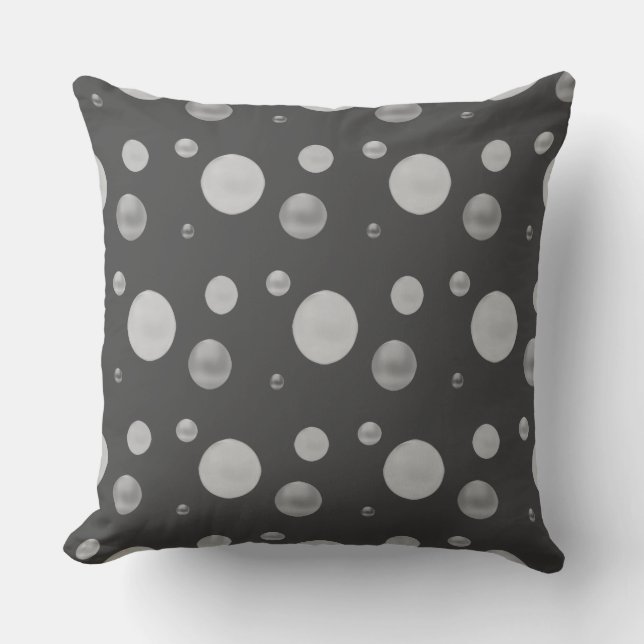 Elegant Silver Grey Polka Dots Cushion (Front)