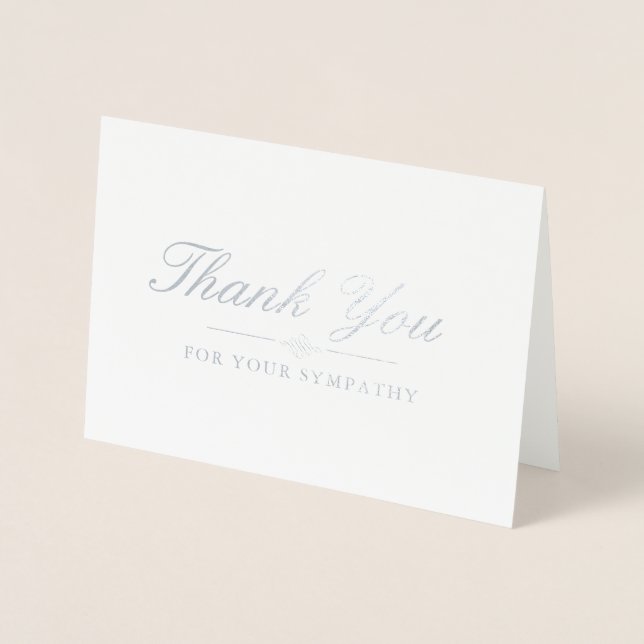 Elegant Silver & Grey Sympathy Thank You Foil Card (Front)
