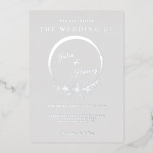 Elegant Silver Grey Wedding Foil Invitation