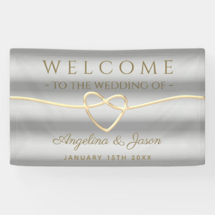 Elegant Silver Grey Welcome Wedding Banner