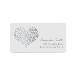 Elegant Silver Heart on Grey Label
