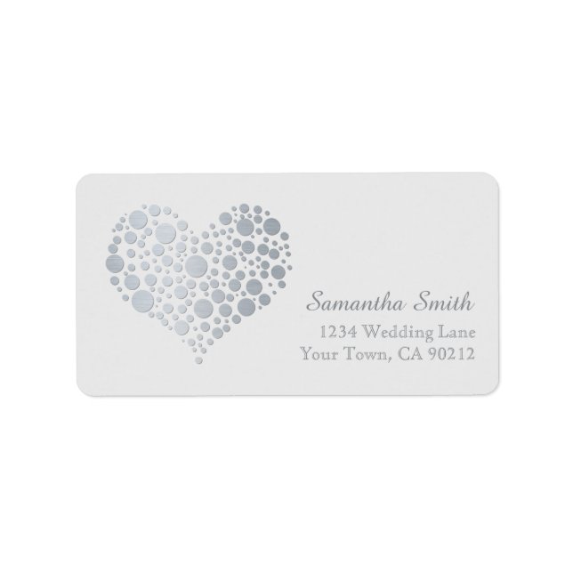 Elegant Silver Heart on Grey Label (Front)