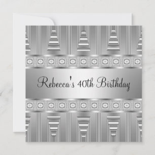 Elegant Silver Jewel 40th Birthday Invitation