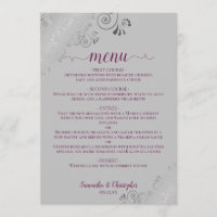 Elegant Silver Lace Cassis Purple on Grey Wedding