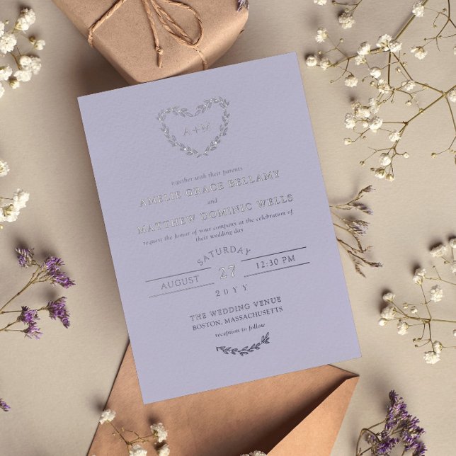 Elegant Silver & Lavender Heart Wreath Wedding (Creator Uploaded)