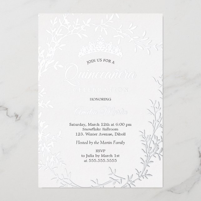 Elegant Silver Leaf Wreath Quinceanera (Front)