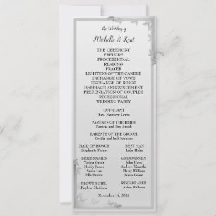 Elegant Silver Leaves Design Wedding Menu Card