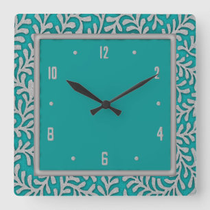 Elegant Silver Leaves Floral Wall Clock