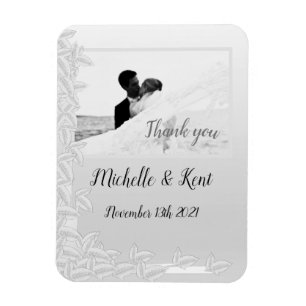 Elegant Silver Leaves Thank You Photo Magnet