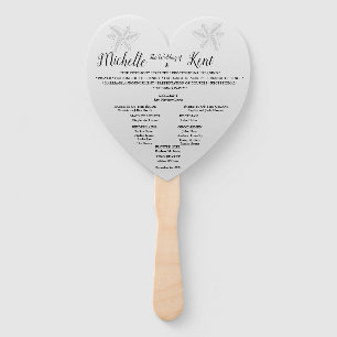 Elegant Silver Leaves Wedding Menu Heart Fans