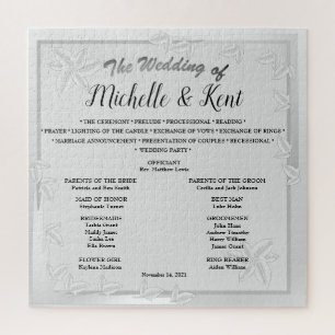 Elegant Silver Leaves Wedding Puzzle