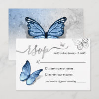 Elegant Silver Light Baby Blue Butterfly Wedding