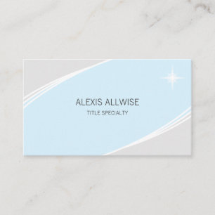 Elegant Silver, Light Turquoise Blue & White Business Card