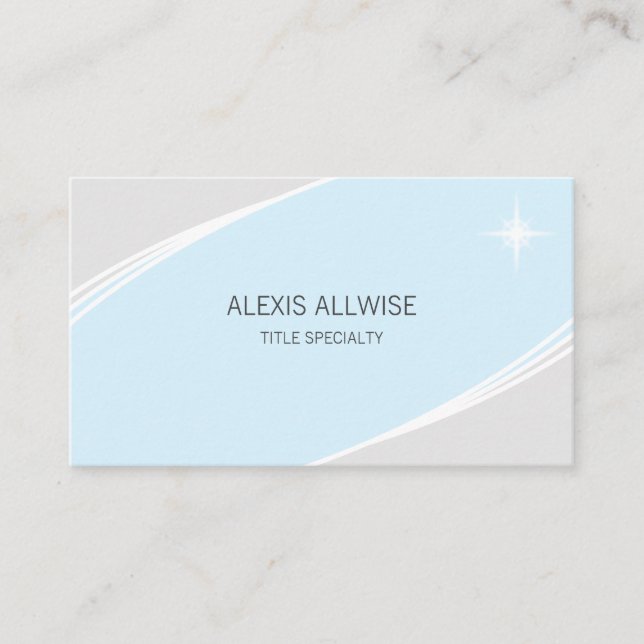 Elegant Silver, Light Turquoise Blue & White Business Card (Front)