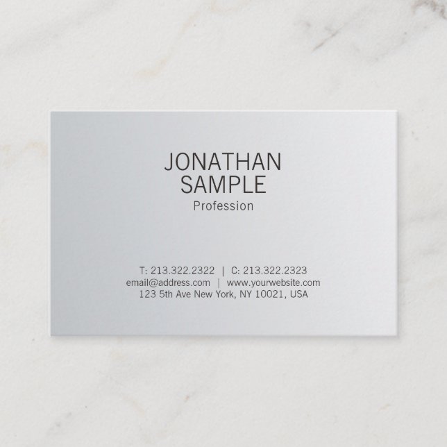 Elegant Silver Look Professional Minimalist Plain Business Card (Front)