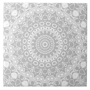 Elegant Silver Mandala Pattern Tile