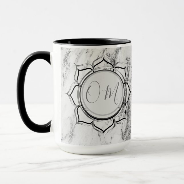 Elegant Silver Marble Lotus OM    Mug (Left)