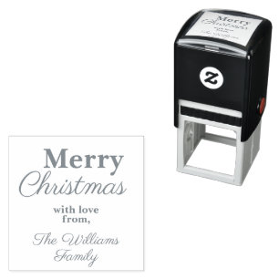 Elegant Silver Merry Christmas Holiday Party Self-inking Stamp