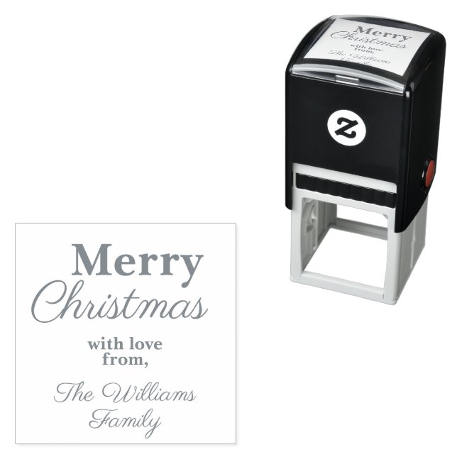 Elegant Silver Merry Christmas Holiday Party  Self-inking Stamp (In Situ)