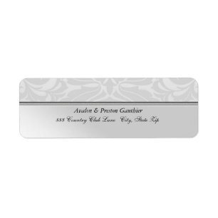 Elegant Silver Metal Damask Wedding Address Label