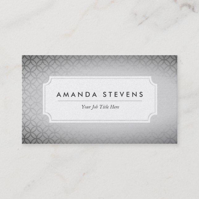 Elegant Silver Metallic Business Cards (Front)
