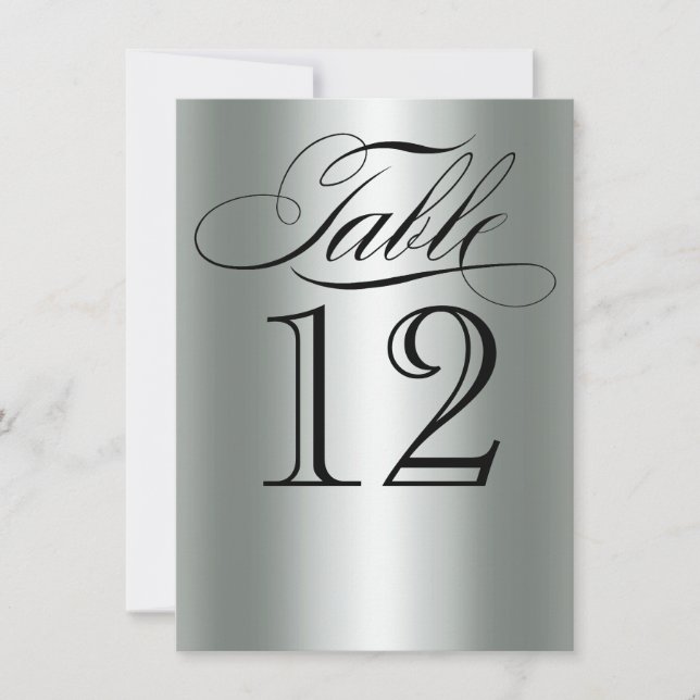 Elegant Silver Metallic Table Number Glam Bling (Front)