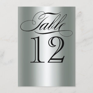 Elegant Silver Metallic Table Number Glam Bling