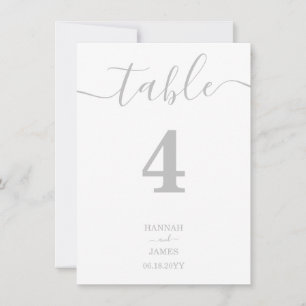 Elegant Silver Minimalist Wedding Table Number