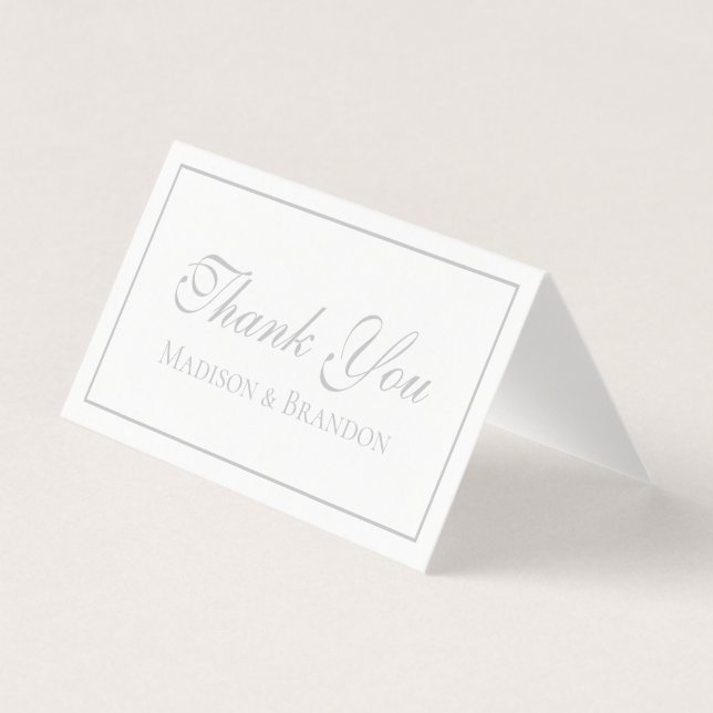 Elegant Silver Minimalist Wedding Thank You (Front)