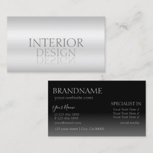 Elegant Silver Mirror Font Professional Stylish Business Card