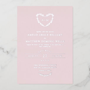 Elegant Silver & Misty Rose Heart Wreath Wedding