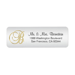 Elegant SILVER Monogram Letter B Return Address