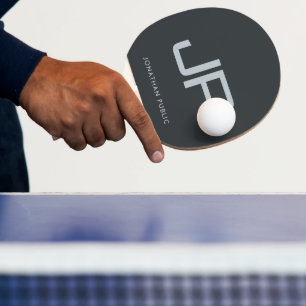 Elegant Silver Monogram Name Template Anthracite Ping Pong Paddle
