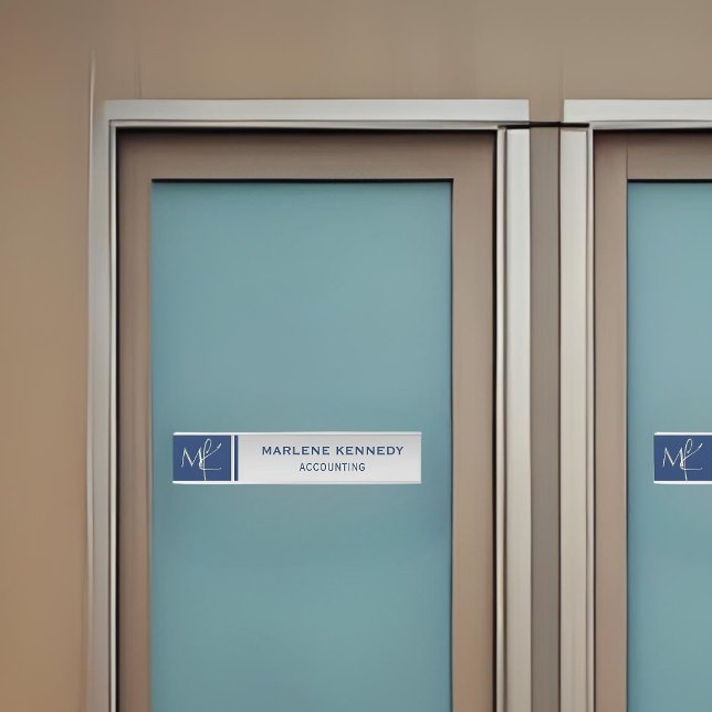 Elegant Silver Monogram Navy Blue Door Sign (Creator Uploaded)