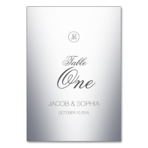Elegant Silver Monogrammed Table Number