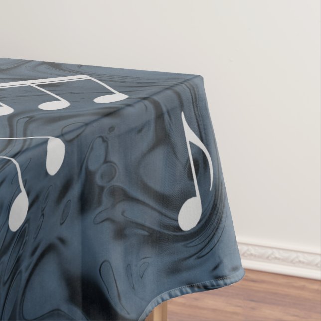 elegant silver music notes in blue tablecloth (In Situ)