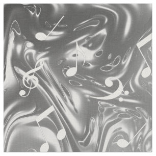 elegant silver music notes in grey fabric