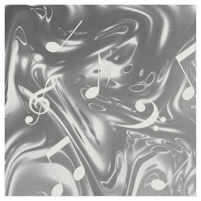 elegant silver music notes in grey fabric (Close Up)